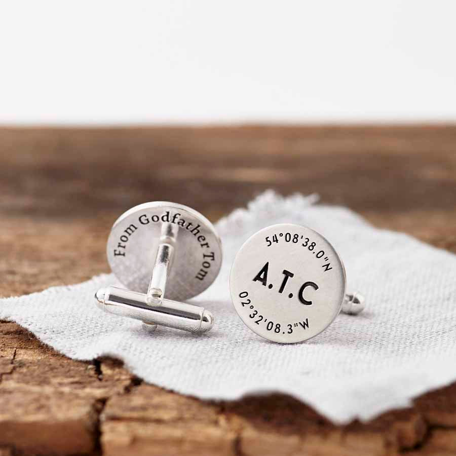 Personalised Silver Coordinate And Initials Cufflinks Initials