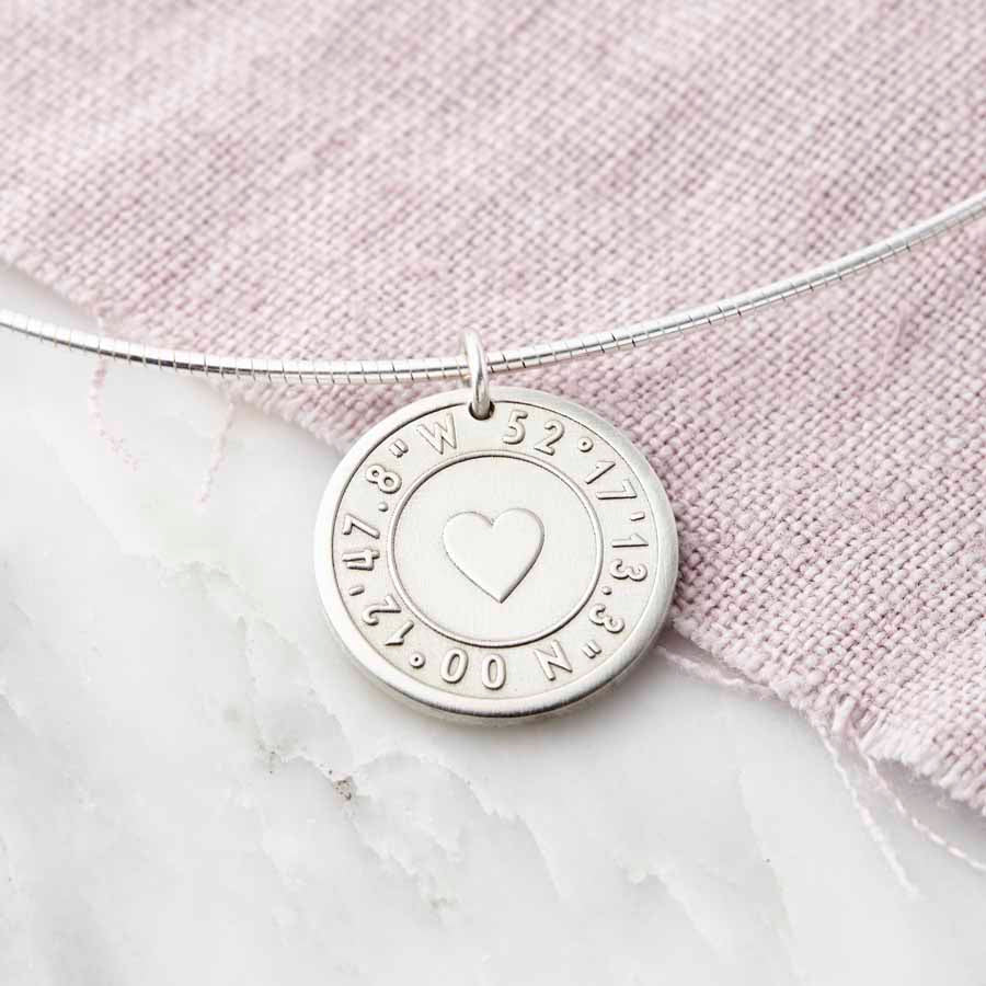 Personalised Silver Coordinate Secret Message Necklace