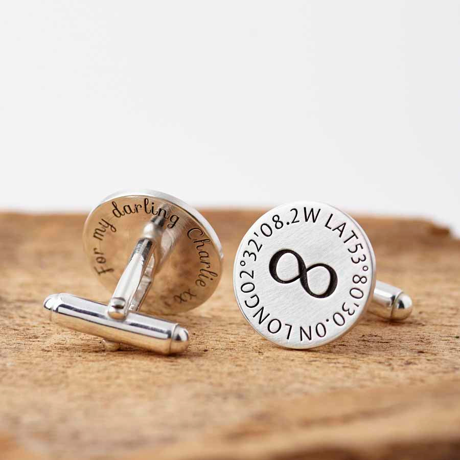 Personalised Silver Infinity Hidden Message Cufflinks