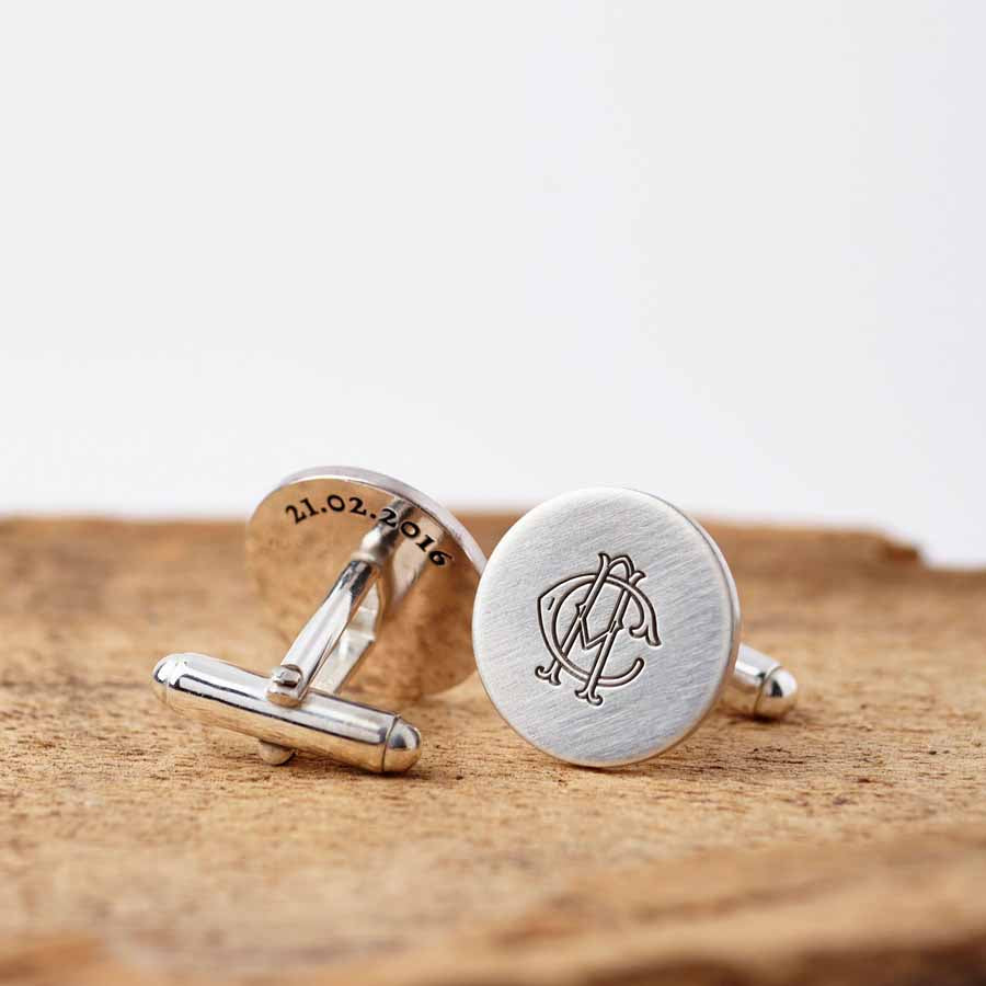 Personalised Silver Monogram Hidden Message Cufflinks