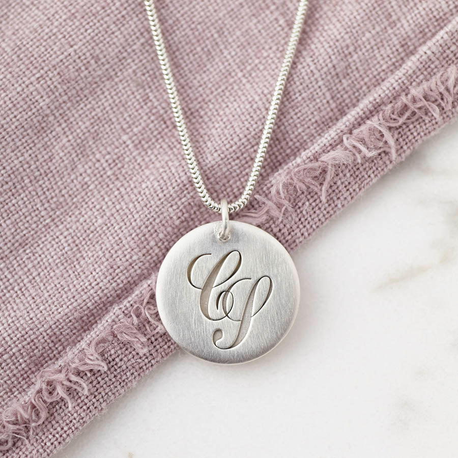 Personalised Silver Monogram Hidden Message Necklace Front Tight