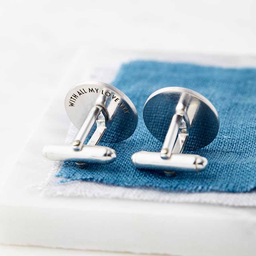 Personalised Silver Secret Message Initial Cufflinks