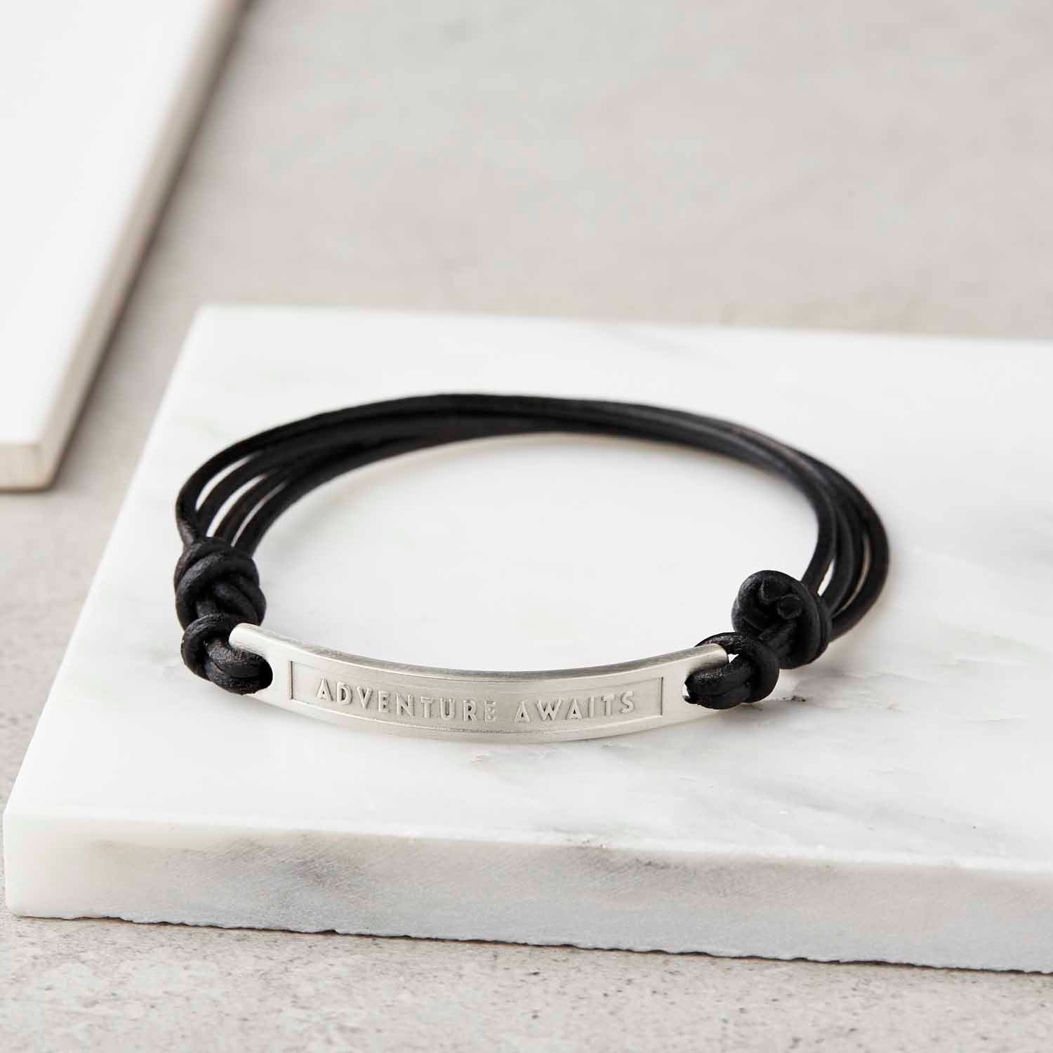 Personalised Silver and Leather Bracelet 