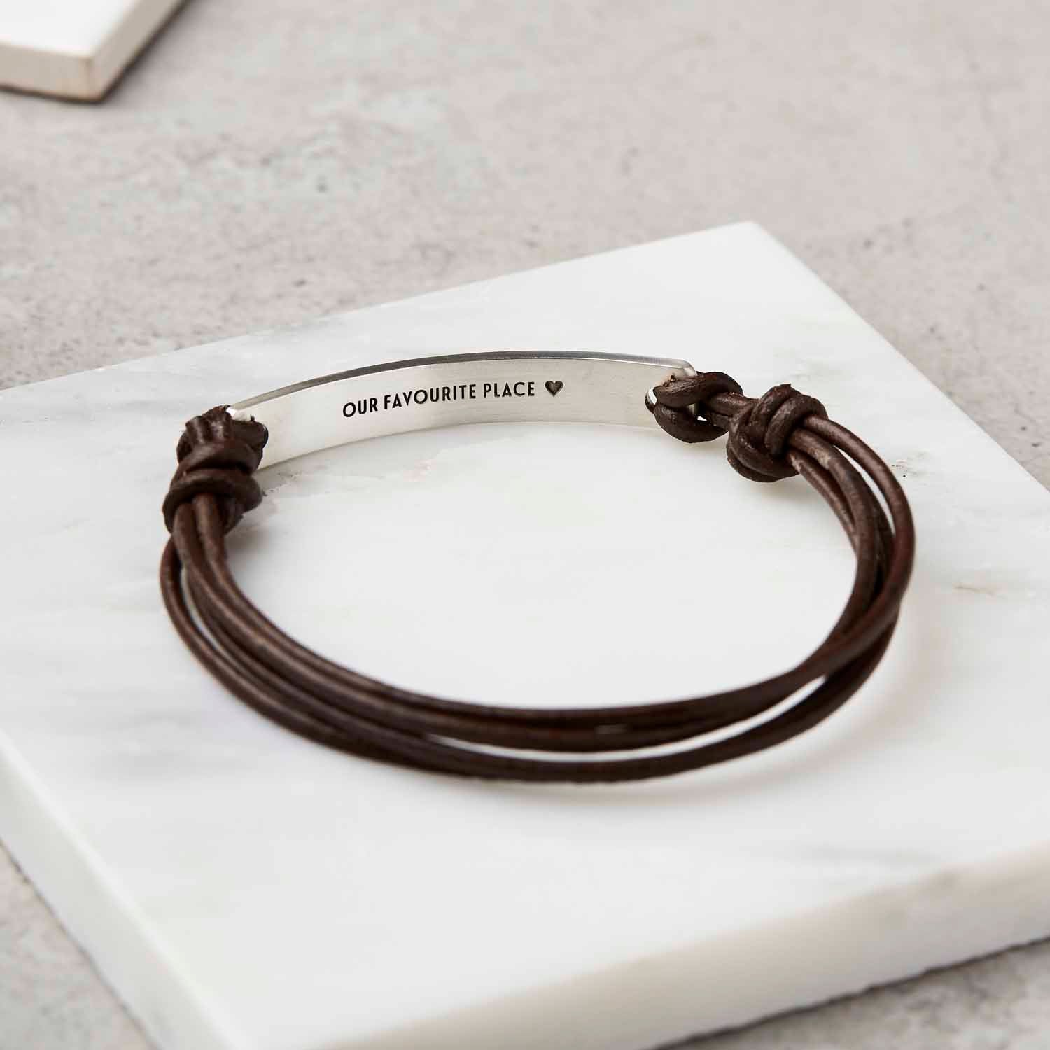 Personalised Silver and Leather Bracelet 