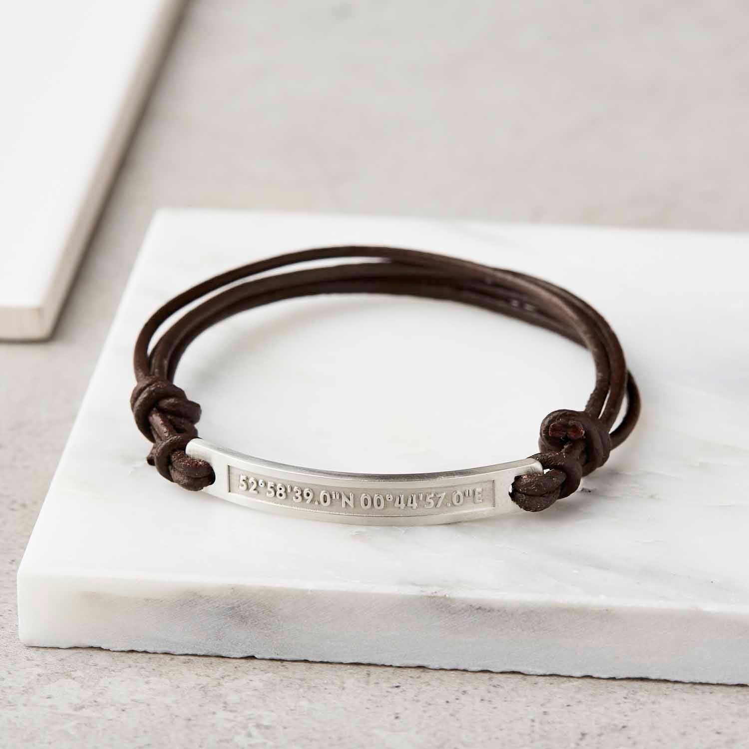 Personalised Silver and Leather Bracelet 