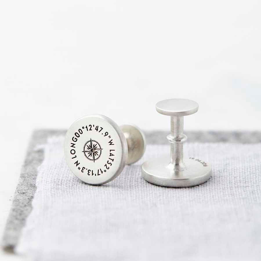 Personalised Solid Silver Coordinate Stud Cufflinks  