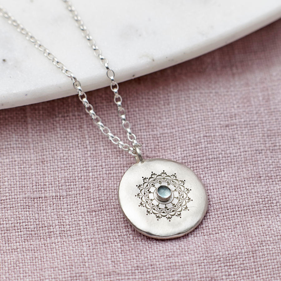 Personalised Sterling Silver And Aquamarine Necklace 