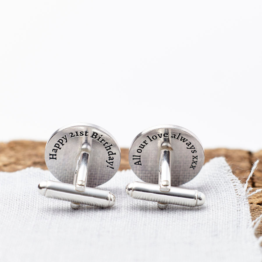 Personalised Sterling Silver And Lapis Cufflinks