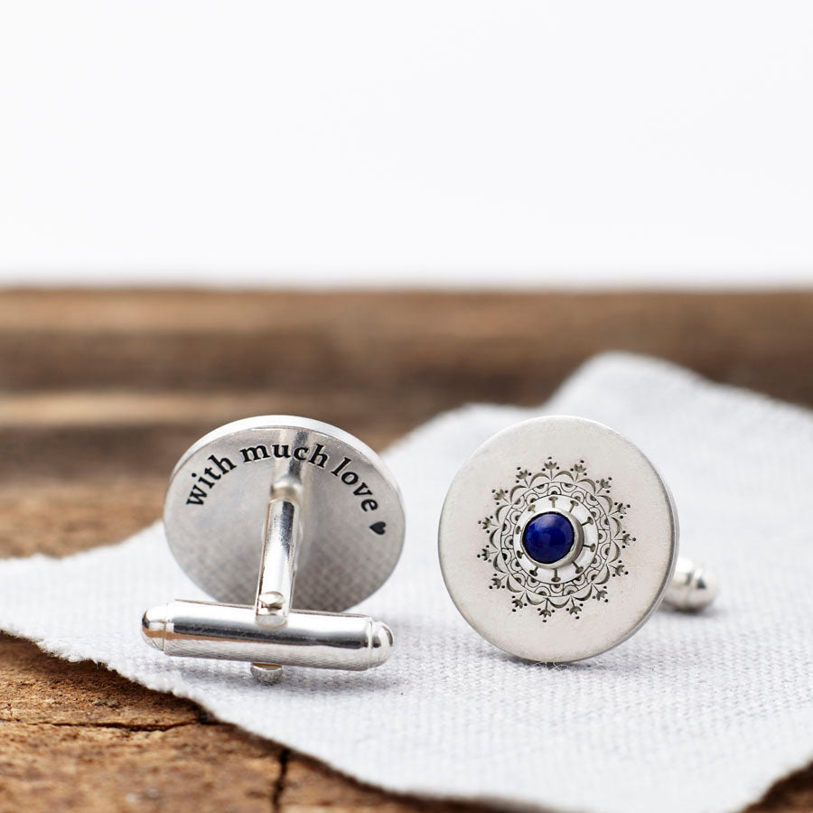 Personalised Sterling Silver And Lapis Cufflinks