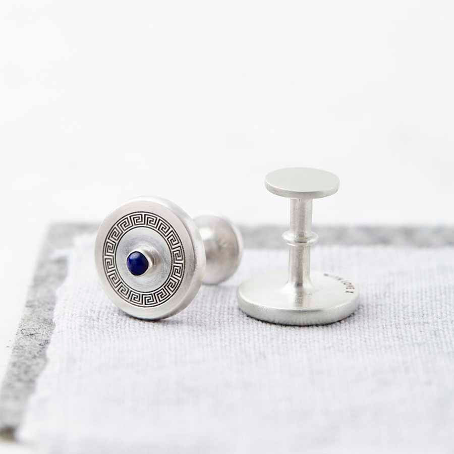 Personalised Sterling Silver And Lapis Lazuli Cufflinks 