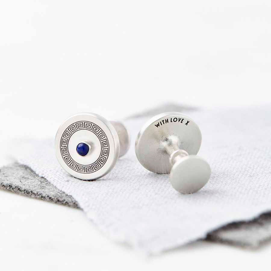 Personalised Sterling Silver And Lapis Lazuli Cufflinks