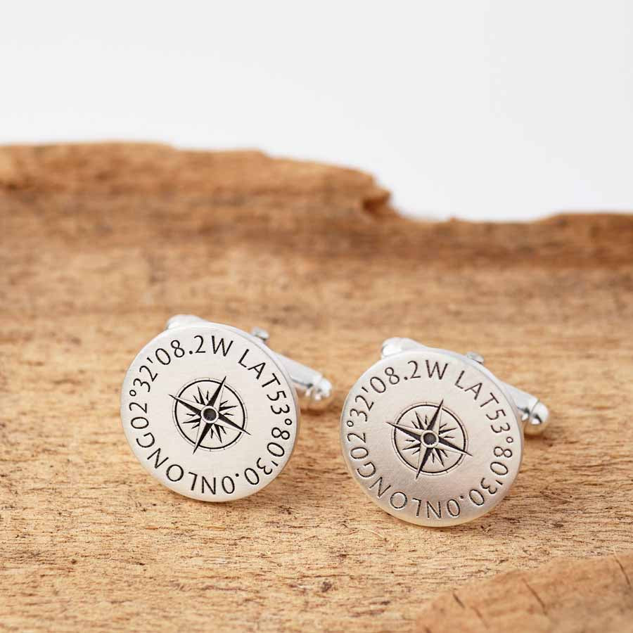 Personalised Sterling Silver Coordinates Cufflinks