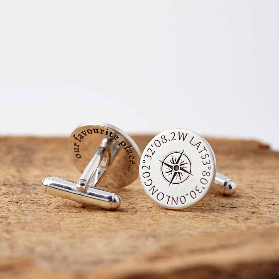 Personalised Sterling Silver Coordinates Cufflinks