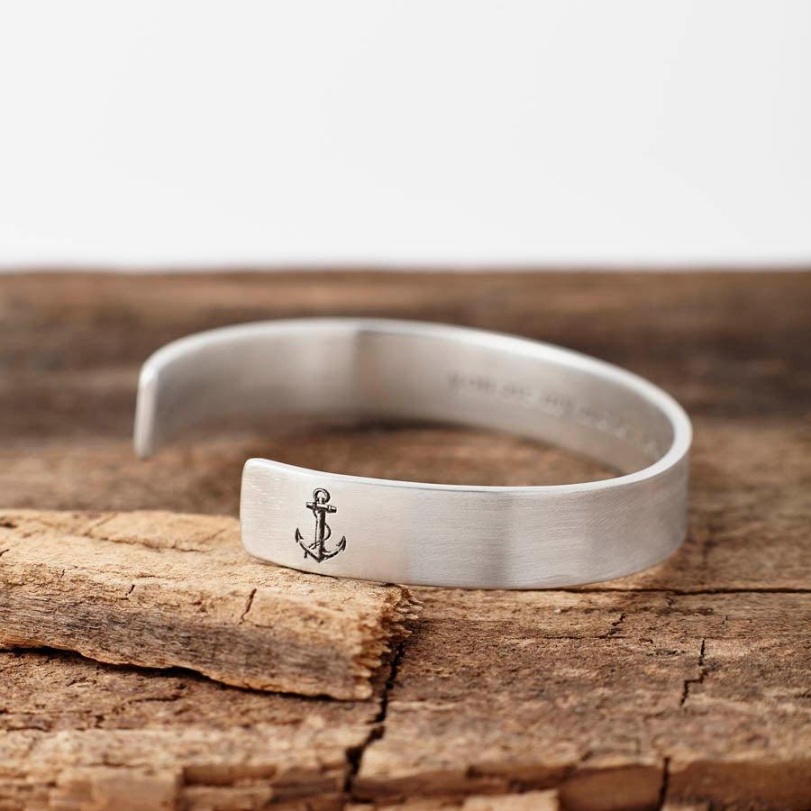 Personalised Sterling Silver You Are My Anchor Bangle