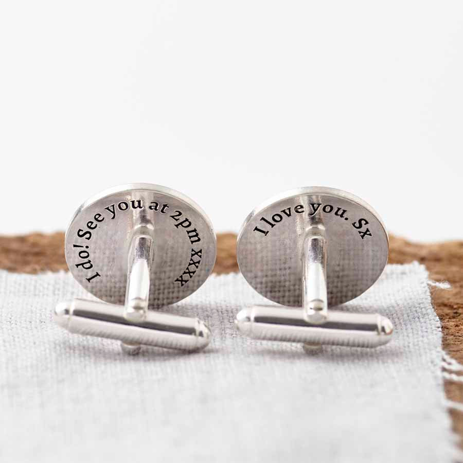 Personalised Silver Secret Message Initial Cufflinks