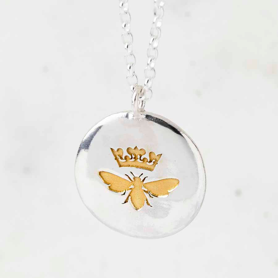 Solid Silver Queen Bee Necklace