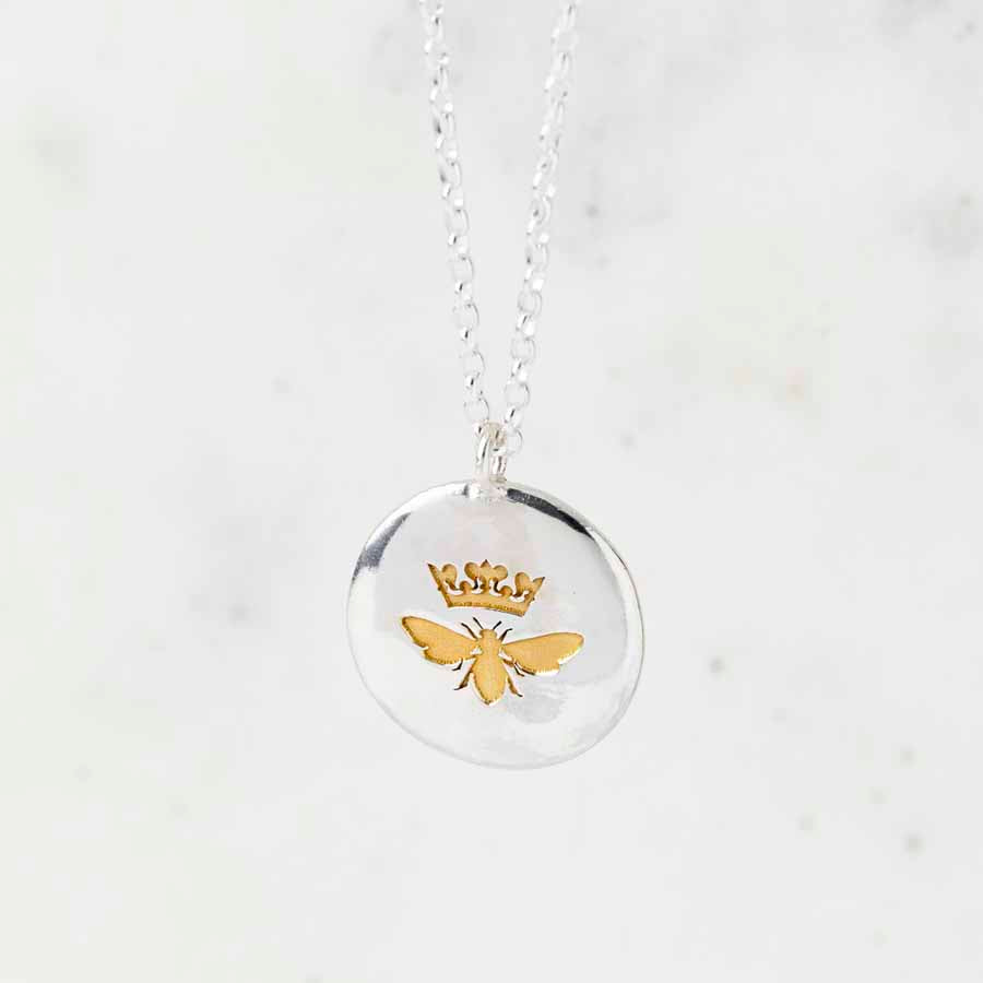 Solid Silver Queen Bee Necklace