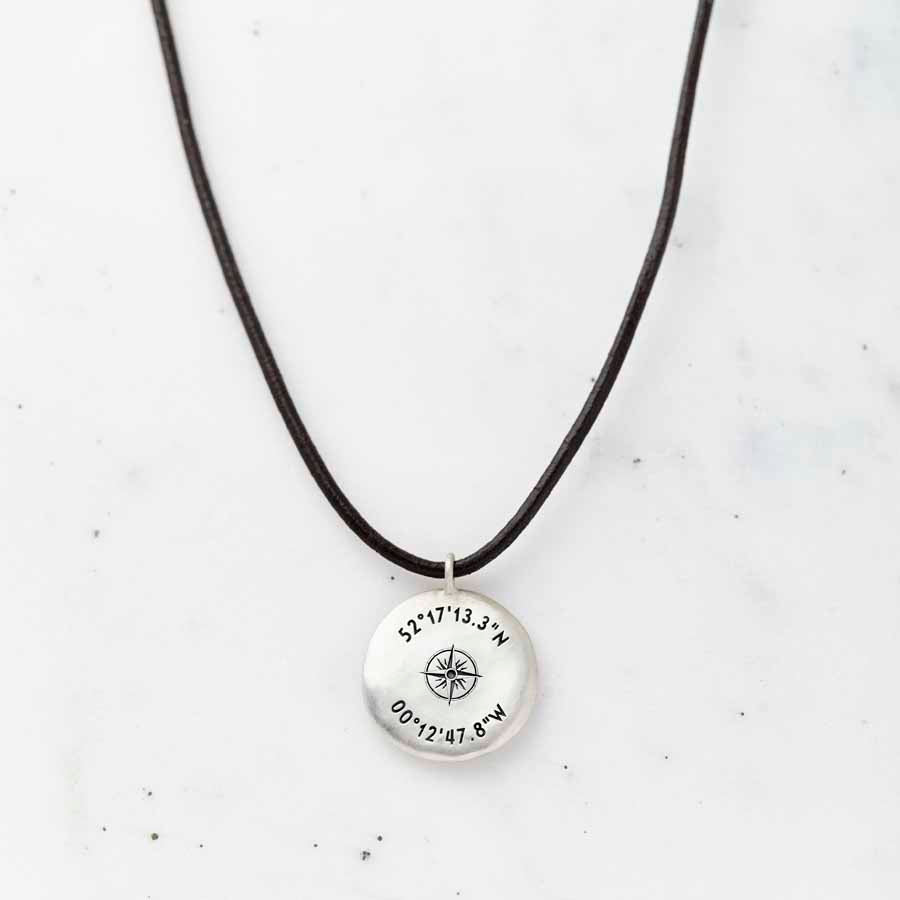 Silver And Leather Coordinates Necklace