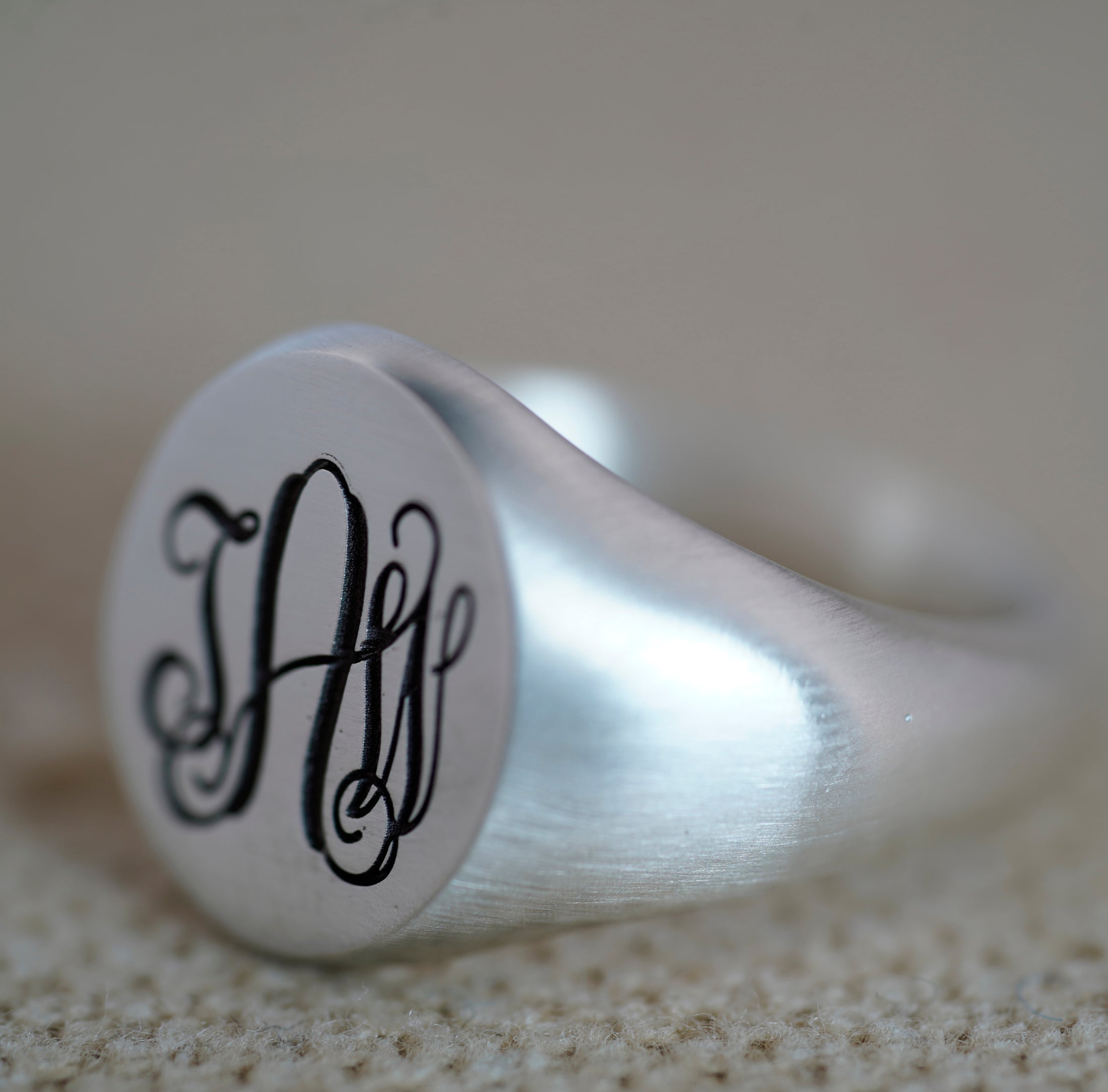 Personalised Three Initial Monogram Sterling Silver Signet Ring