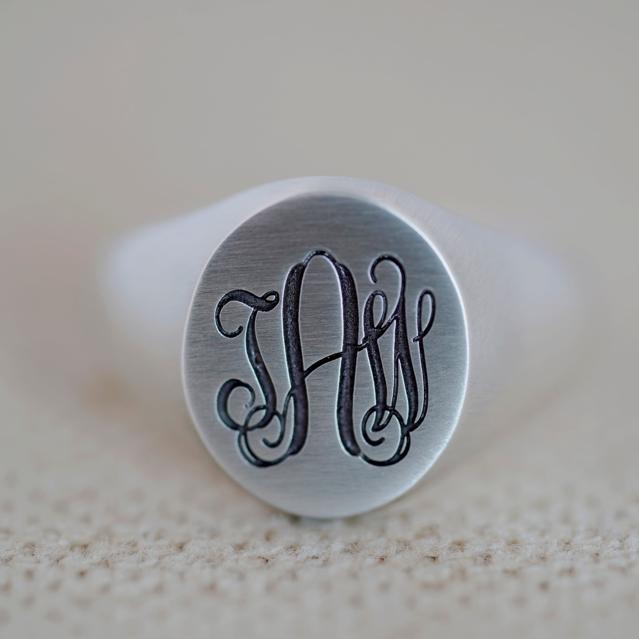 Personalised Three Initial Monogram Sterling Silver Signet Ring