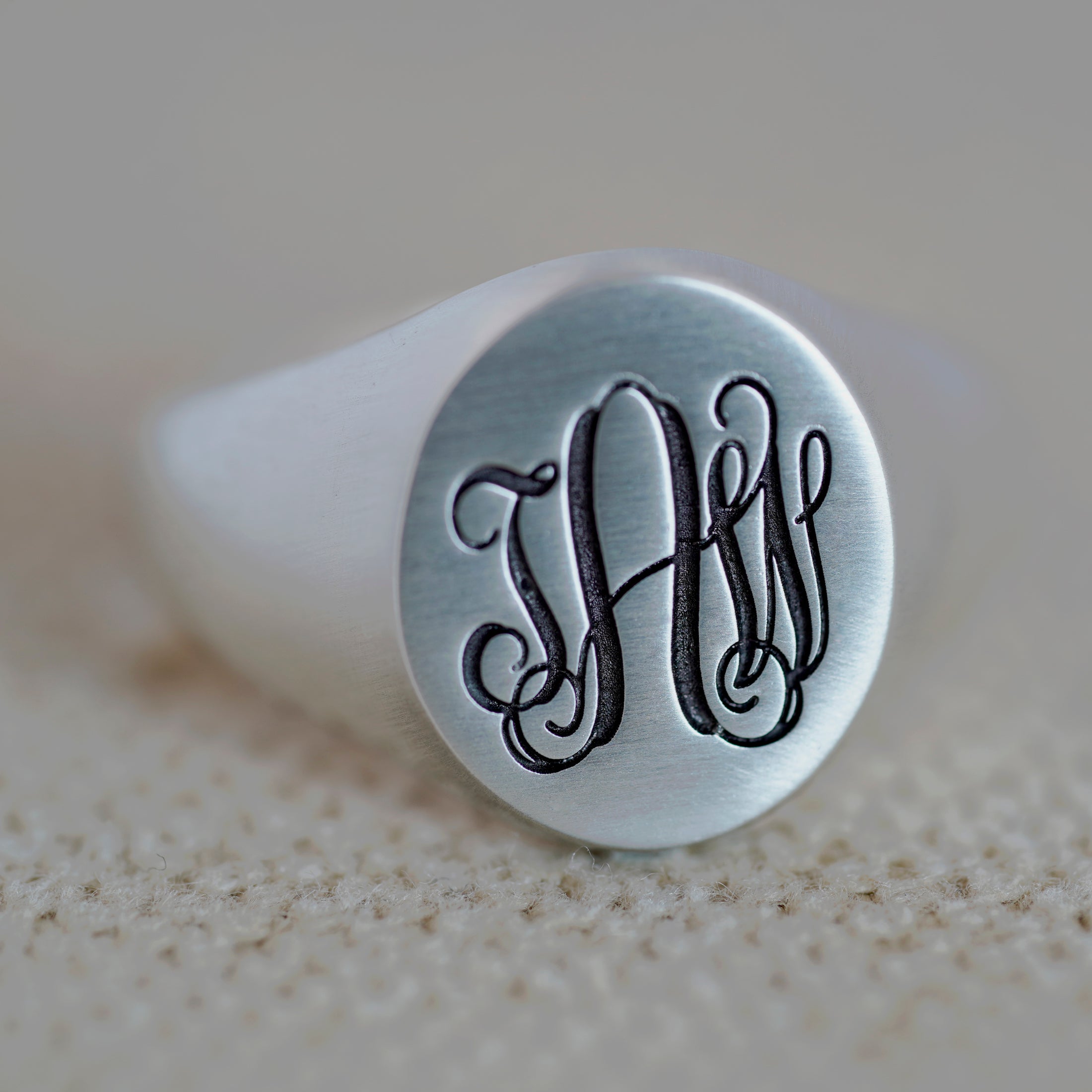 Personalised Three Initial Monogram Sterling Silver Signet Ring