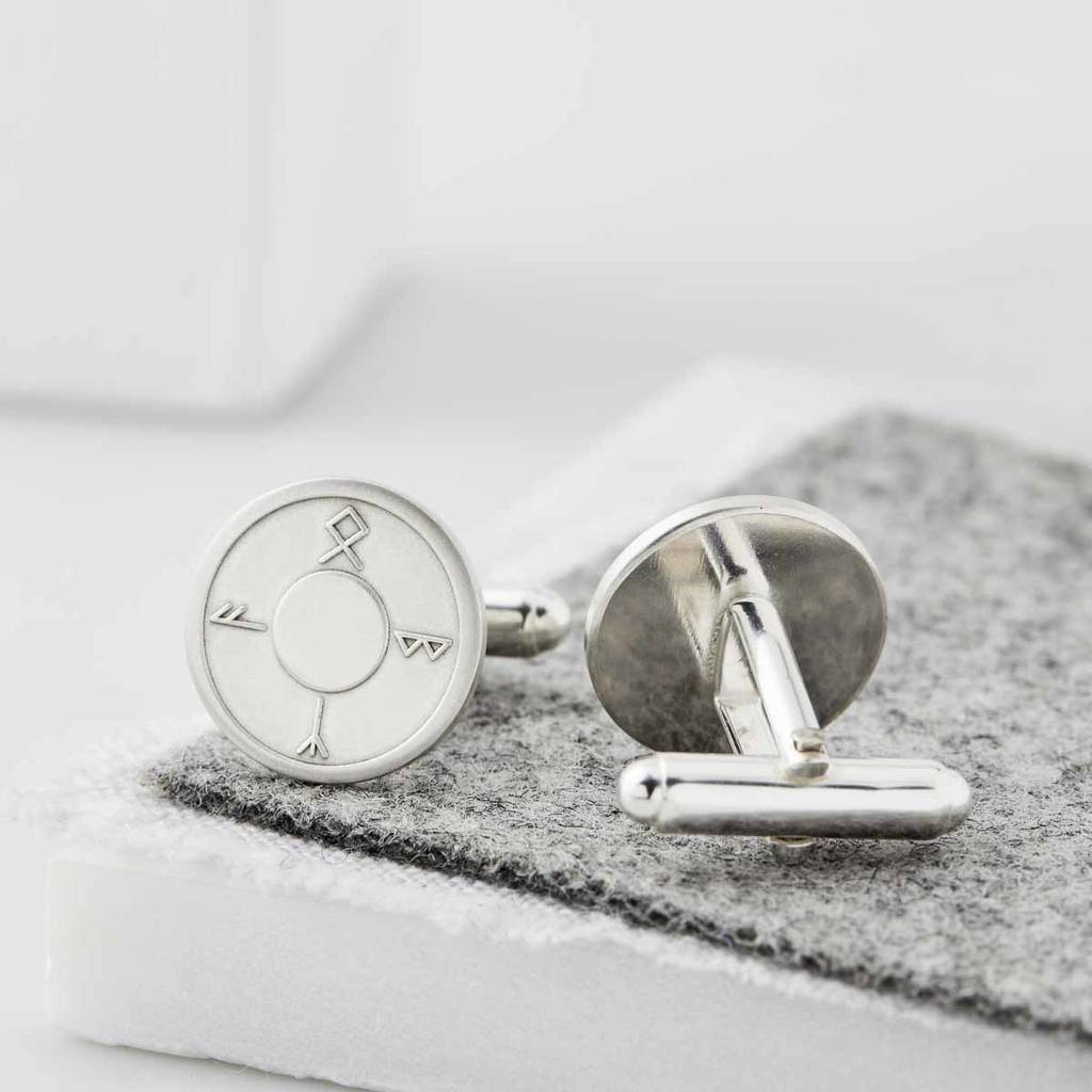 Silver Cufflinks Personalised and with an ancient symbol