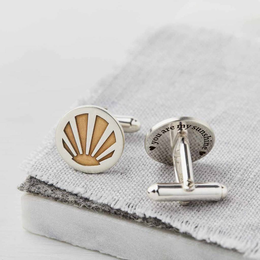 Personalised silver and gold sunburst cufflinks 