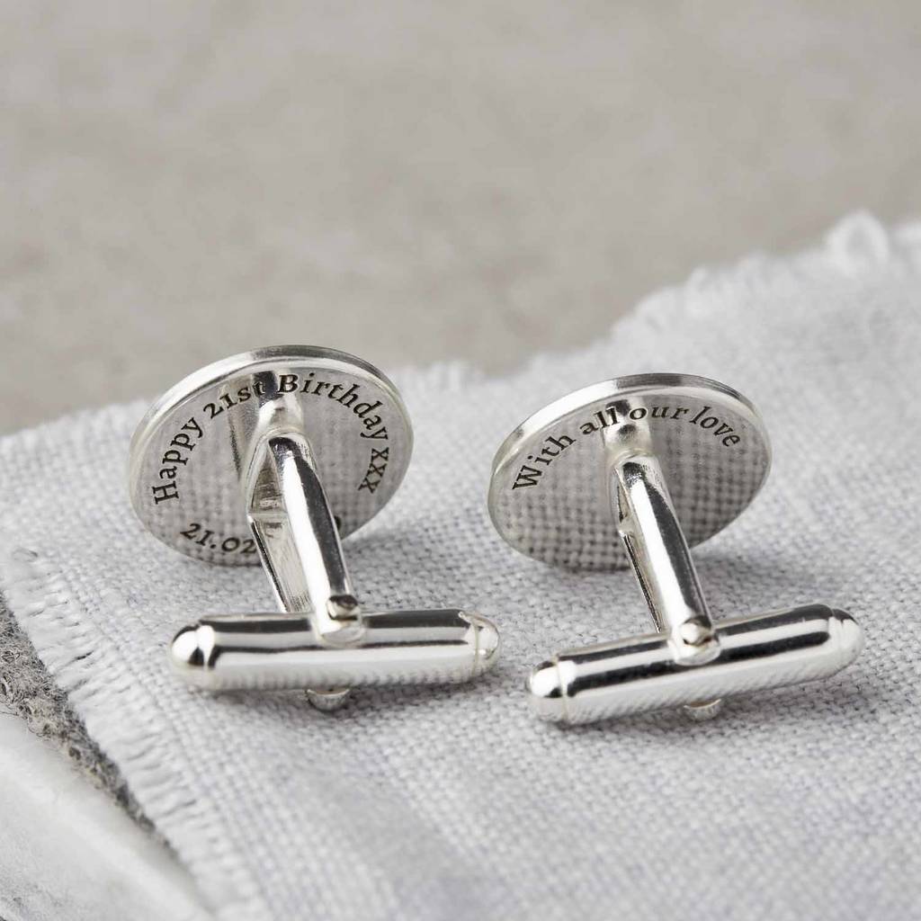 Silver personalised Engraved Initials cufflinks