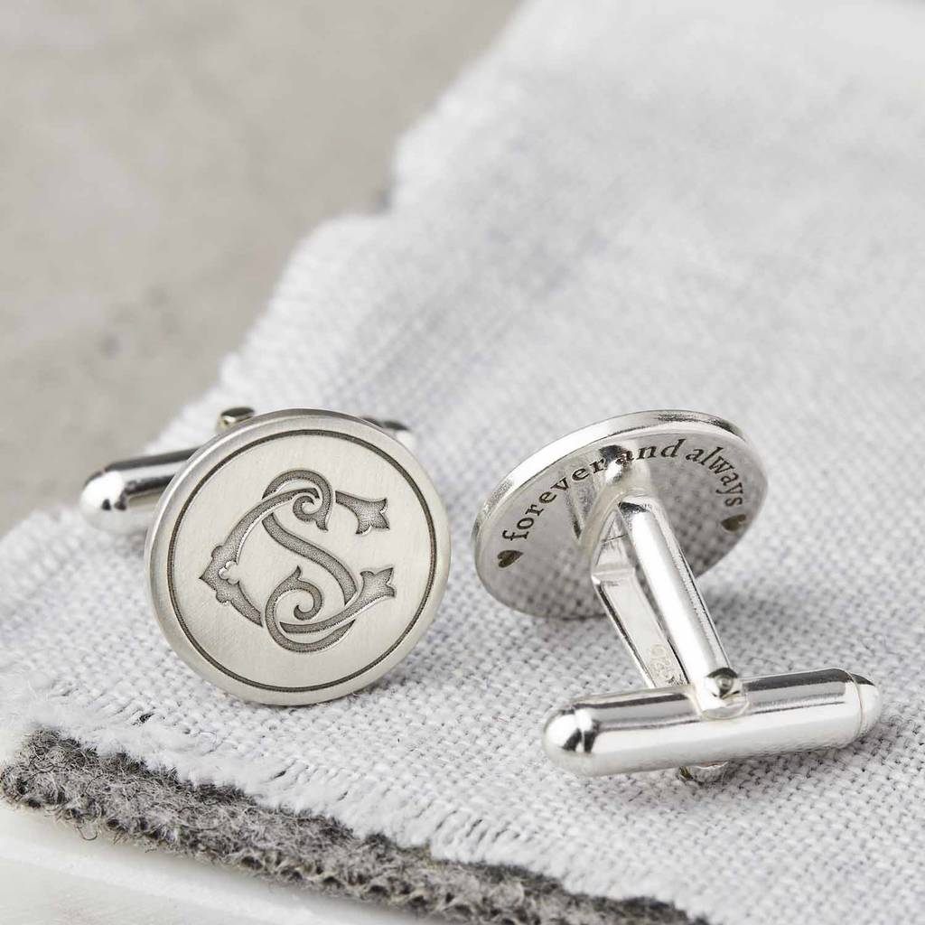 Silver personalised Engraved Initials cufflinks