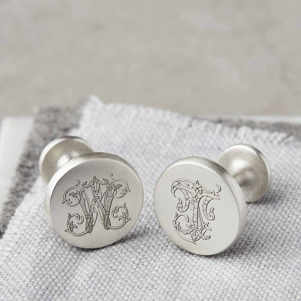 Personalised sterling silver initial monogram cufflinks 