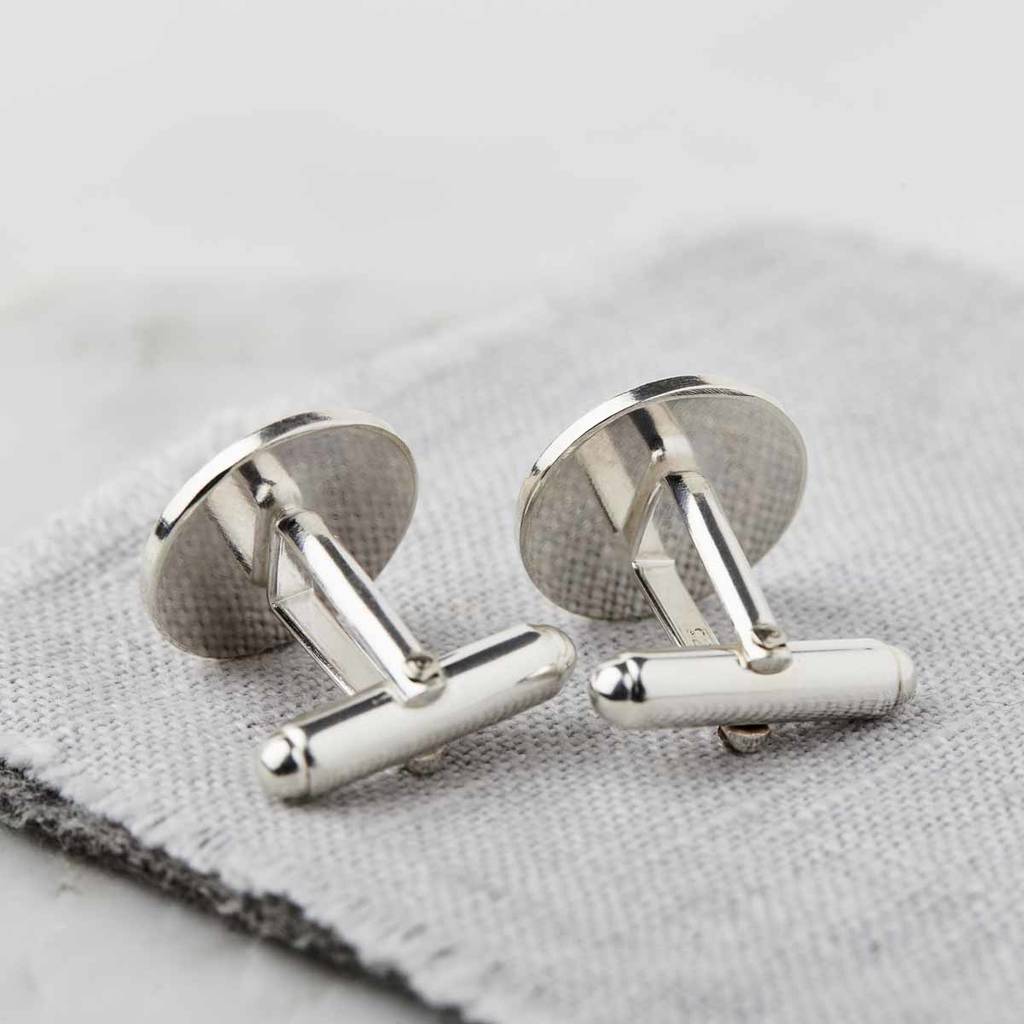 Personalised sterling silver north star cufflinks 