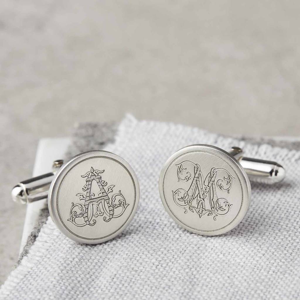 Personalised sterling silver single initial cufflinks