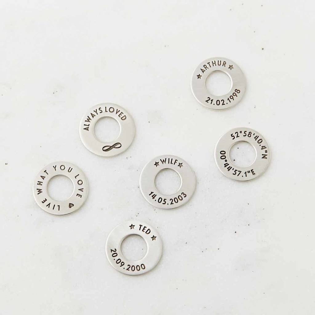 6 Personalised sterling silver story charms 