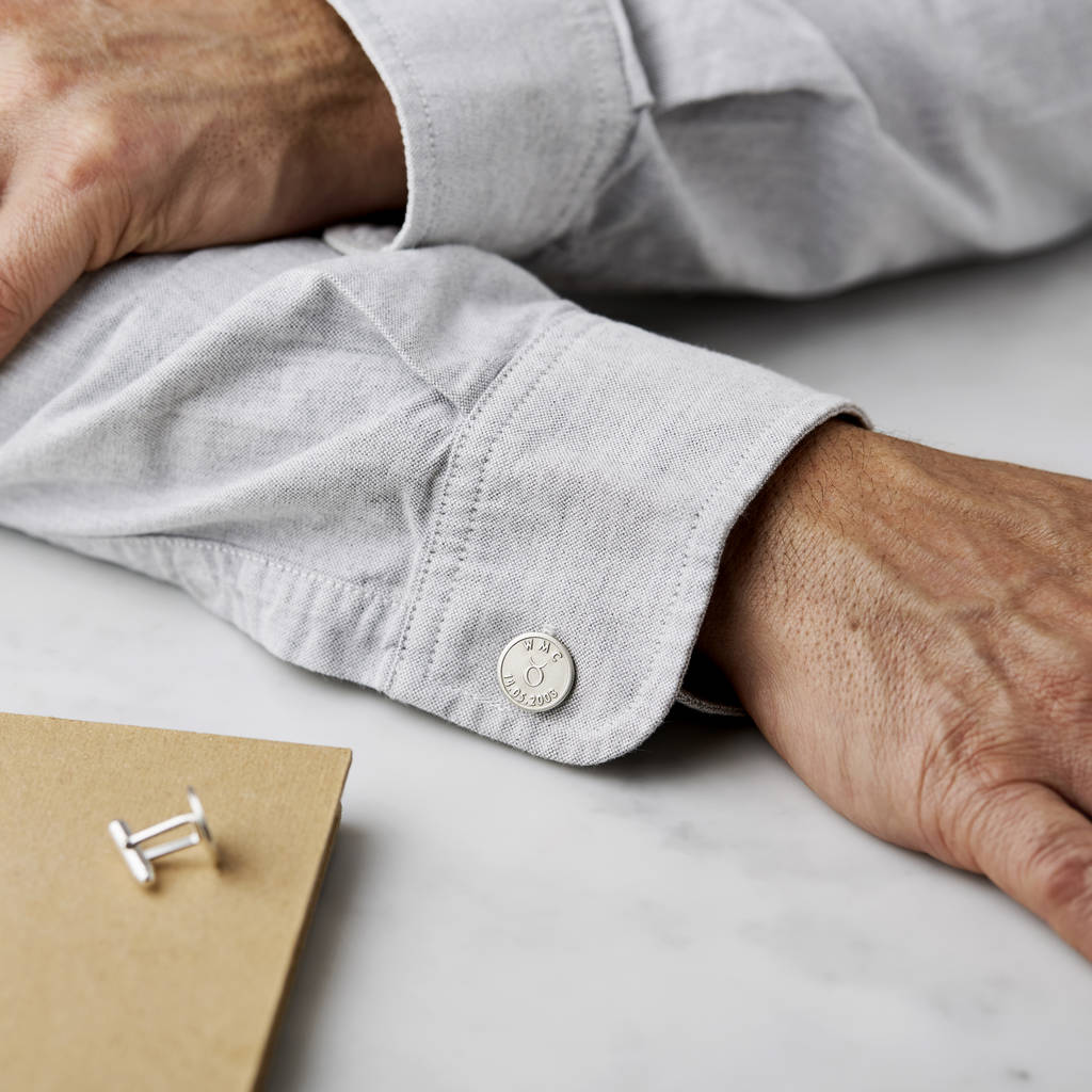 Sterling silver zodiac birthday cufflinks 