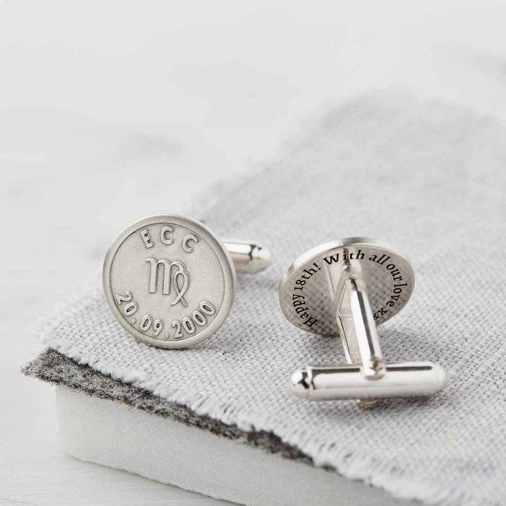 Sterling silver zodiac birthday cufflinks 