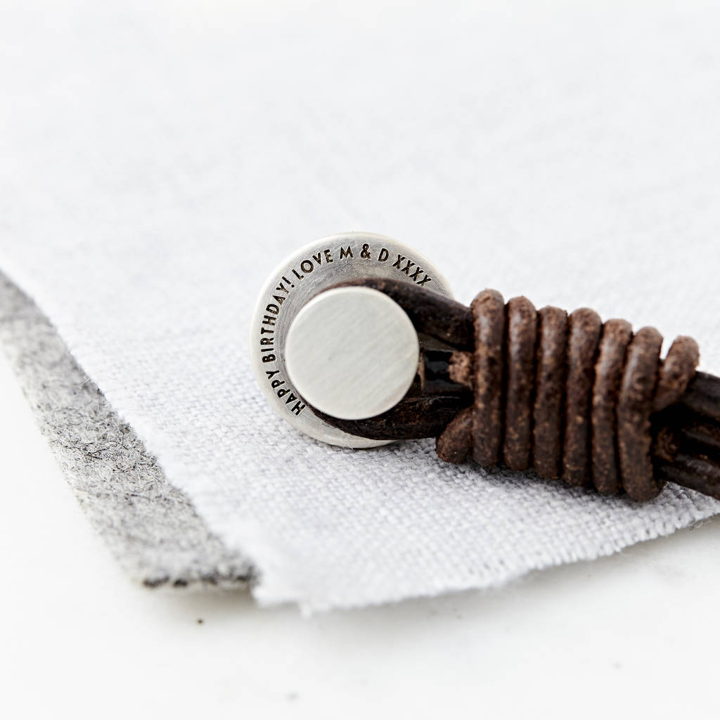 silver leather coded coordinate bracelet 