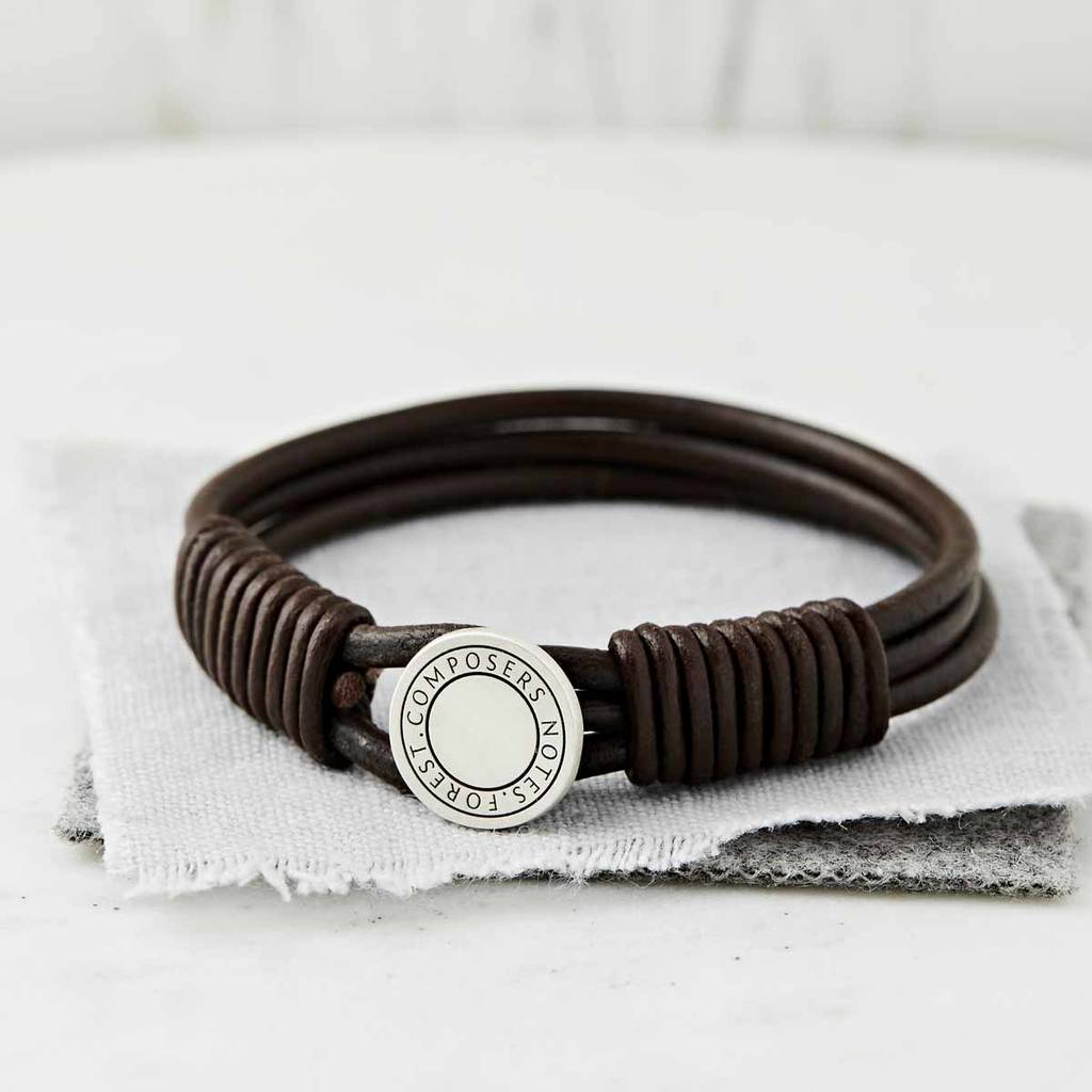 silver leather coded coordinate bracelet 