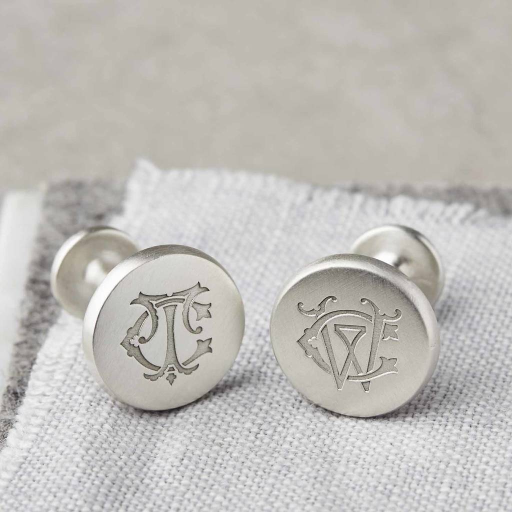 Silver personalised entwined monogram cufflinks