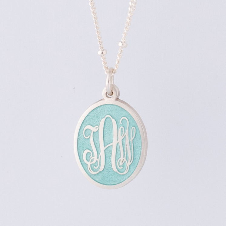 Silver and enamel pendant necklace