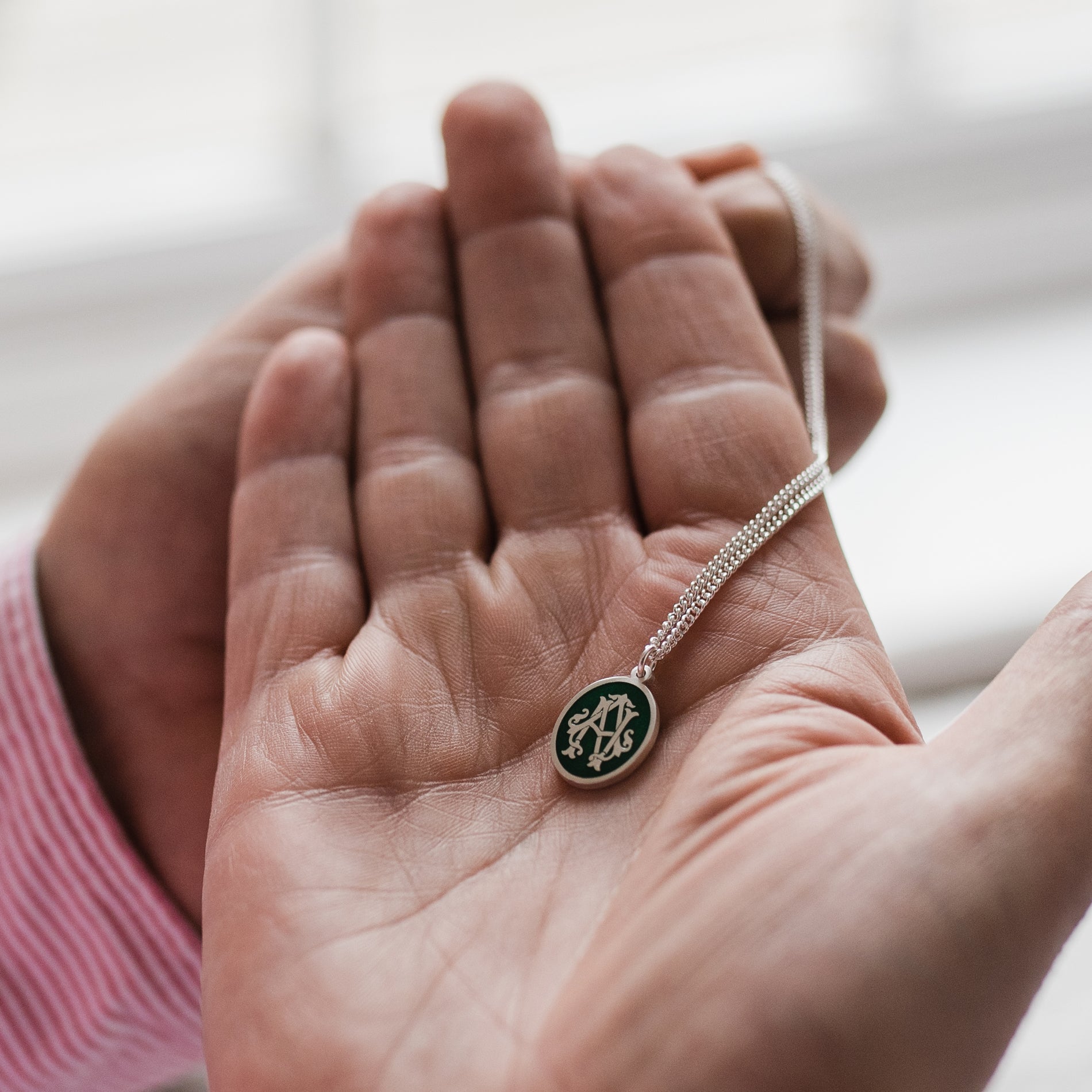 Personalised Silver and Glass Enamel Monogram Necklace