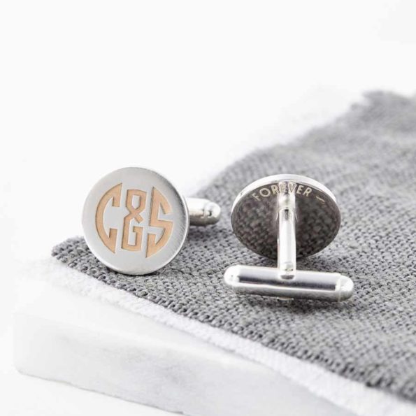 18ct Rose Gold And Silver Art Deco Initials Cufflinks