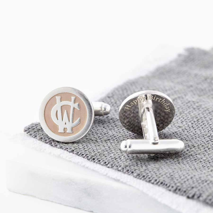 Personalised Rose Gold And Silver Entwined Monogram Cufflinks | Sally Clay