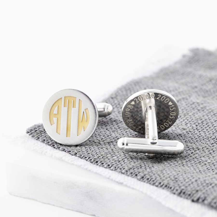 Personalised 24ct Gold And Silver Art Deco Initials Cufflinks | Sally Clay