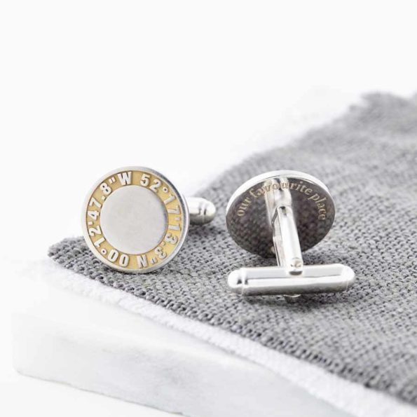 personalised 24ct gold and silver coordinate cufflinks