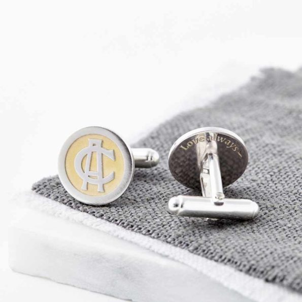 24ct Yellow Gold And Silver Entwined Monogram Cufflinks