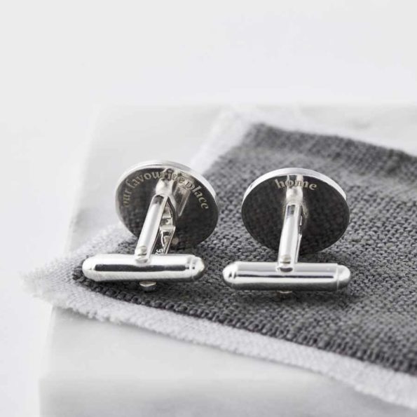 Solid Silver Cufflink Engraved with Our Favourite Place