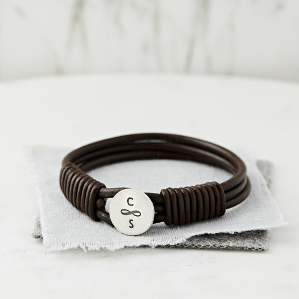 Silver and Leather Infinity Bracelet