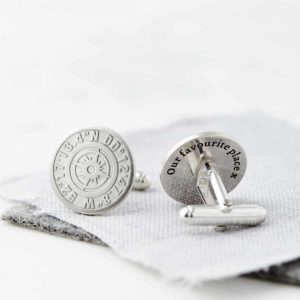 Personalised Coordinate Solid Silver Cufflinks With Secret Message