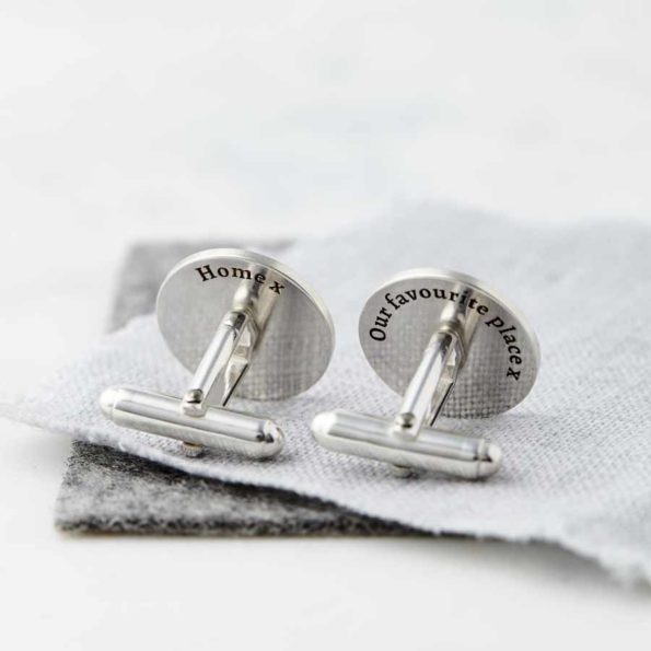 Personalised Coordinate Solid Silver Cufflinks With Secret Message