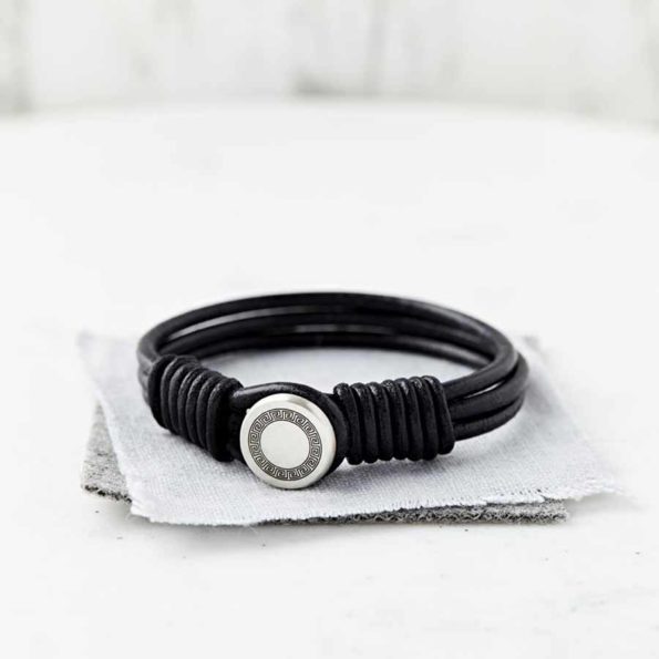 Personalised Eternal Love Silver And Leather Bracelet